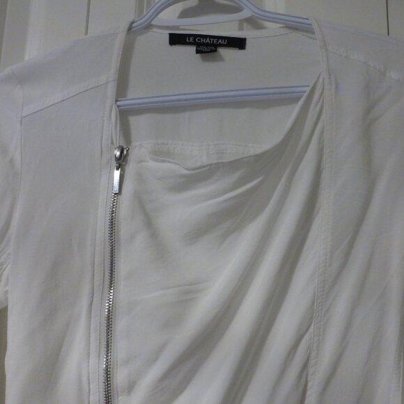LE CHATEAU white moto style long sleeve top - Picture 6 of 10